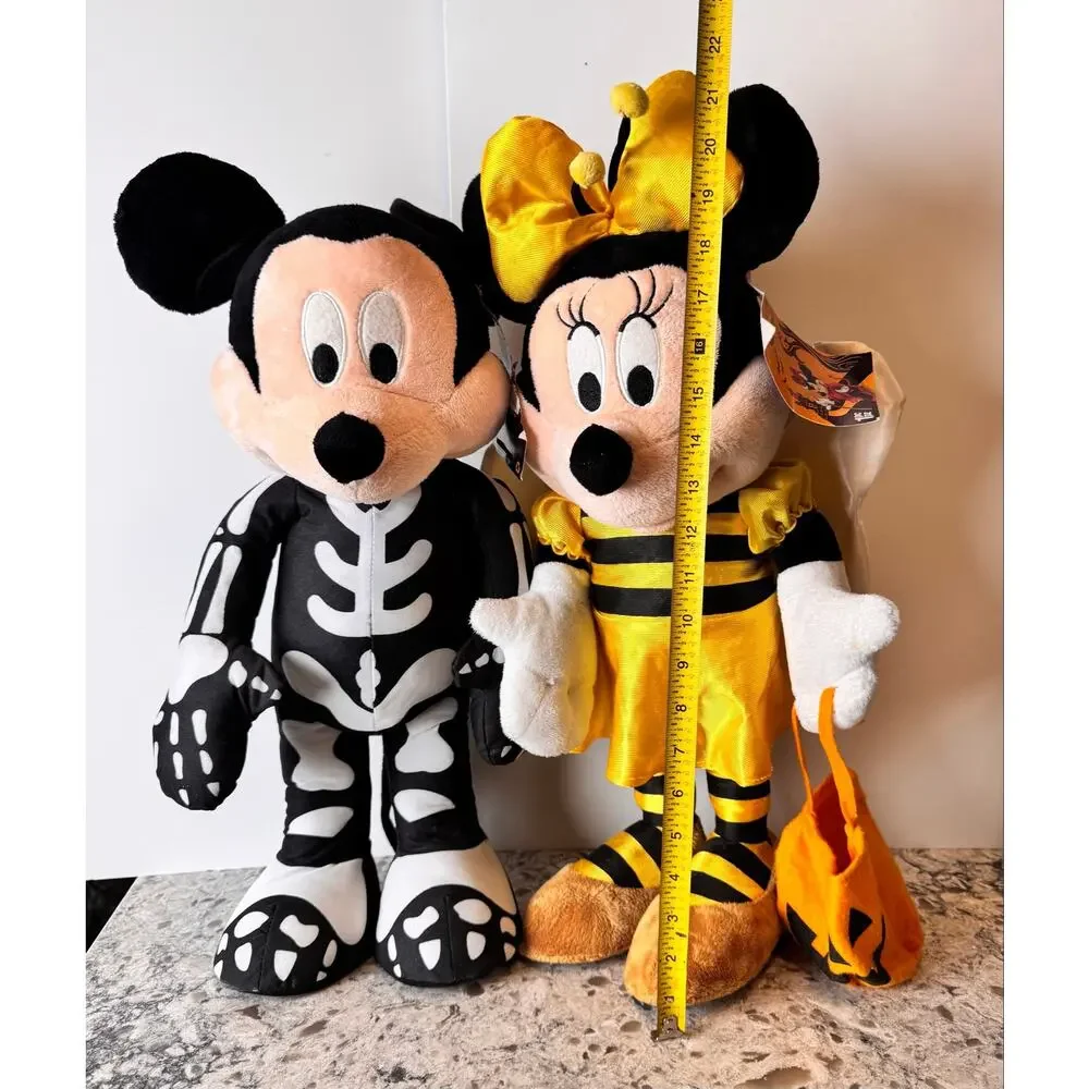 Set of 2 Disney Mickey Skeleton Minnie Bee Halloween Greeter Set Lot 22